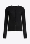 Totême Wool Crewneck Cardigan In Black
