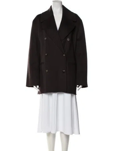 Pre-owned Totême Wool Double Coat Wool Peacoat In Brown