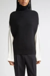 Totême Wool Turtleneck Vest Layered Design In Black