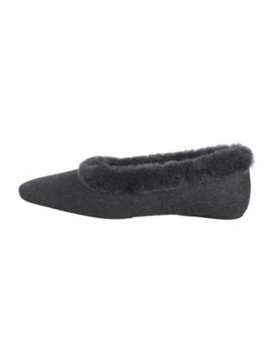 Pre-owned Totême Wool Faux Fur Trim Flats In Black
