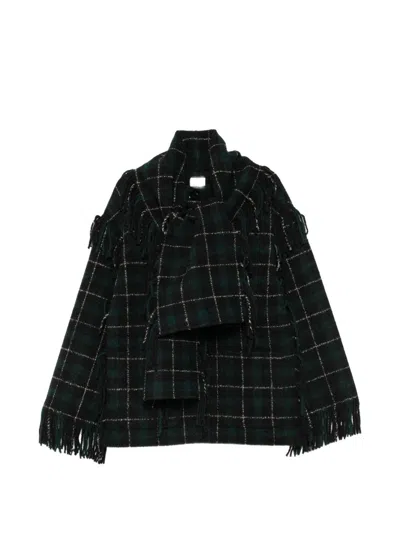 Totême Toteme Main Wool Fringed Scarf Jacket In Green