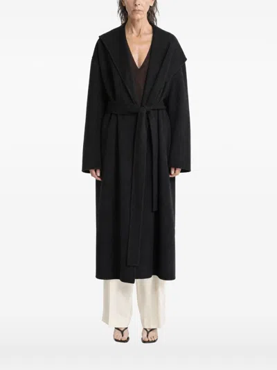 Totême Toteme Wool Hooded Coat In Black