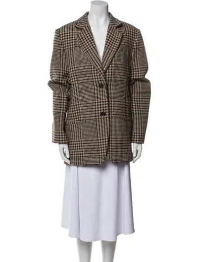 Pre-owned Totême Wool Houndstooth Print Peacoat In Brown