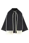 Totême Toteme Chain Stitch Wool Blend Scarf Jacket In Black