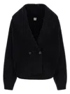 Totême Toteme Wool Knit Scarf-lapel Cardigan With Double-breasted Design In Black