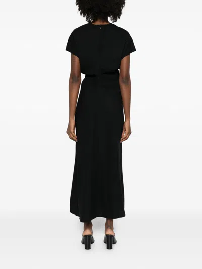 Totême Maxi Dress With Short Sleeves And Shine In Black