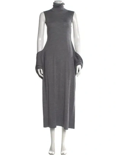 Pre-owned Totême Wool Long Dress In Grey