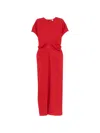 Totême Slouch Waist Gathered Wool-crepe Maxi Dress In Red