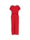 Totême Slouch Waist Gathered Wool-crepe Maxi Dress In Red