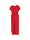 Totême Slouch Waist Gathered Wool-crepe Maxi Dress In Red