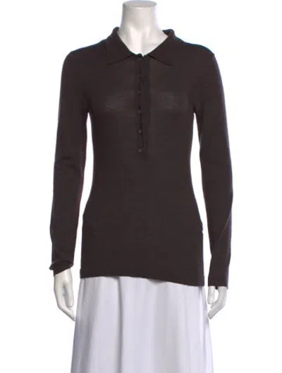 Pre-owned Totême Wool Long Sleeve Polo In Brown
