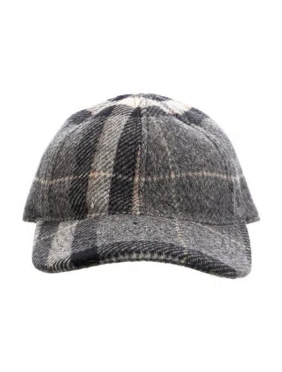 Pre-owned Totême Wool Plaid Baseball Cap In Grey