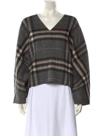 Pre-owned Totême Wool Plaid Print Sweater In Gray