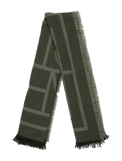 Pre-owned Totême Wool Printed Scarf In Green