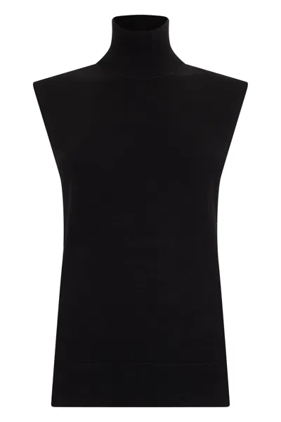 Totême Toteme Wool Silk Blend Sleeveless Sweater In Black