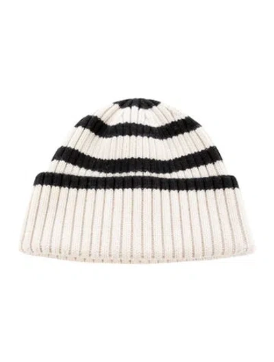 Pre-owned Totême Wool Striped Beanie Hat In Black/neutrals