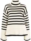 Totême Toteme Wool Striped Turtle-neck Jumper In Neutral