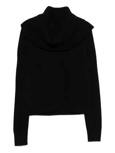 Totême Funnel-neck Brushed Wool Sweater In Black