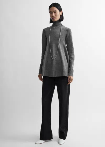 Totême Wool Turtleneck Top Grey Melange