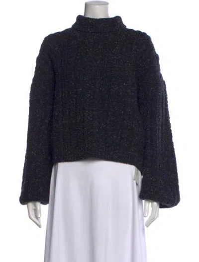 Pre-owned Totême Wool Tweed Pattern Sweater In Black