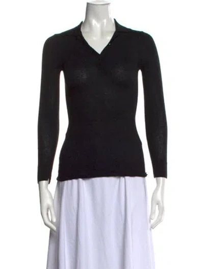 Pre-owned Totême Wool V-neck Polo In Black