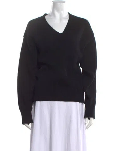 Pre-owned Totême Wool V-neck Sweater In Black