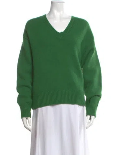 Pre-owned Totême Wool V-neck Sweater In Green