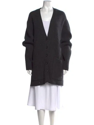 Pre-owned Totême Wool V-neck Sweater In Grey