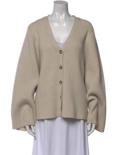 Pre-owned Totême Wool V-neck Sweater In Neutral