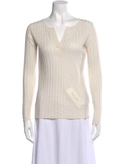 Pre-owned Totême Wool V-neck Sweater In Neutral