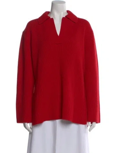 Pre-owned Totême Wool V-neck Sweater In Red