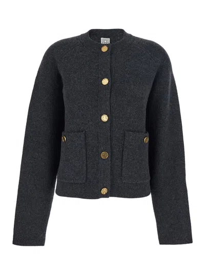 Totême Toteme Wool-blend Cardigan In Black