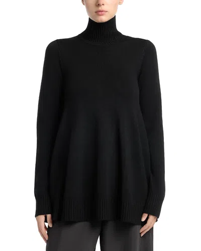 Totême Wool-blend Turtleneck Long Sleeve Top In Black