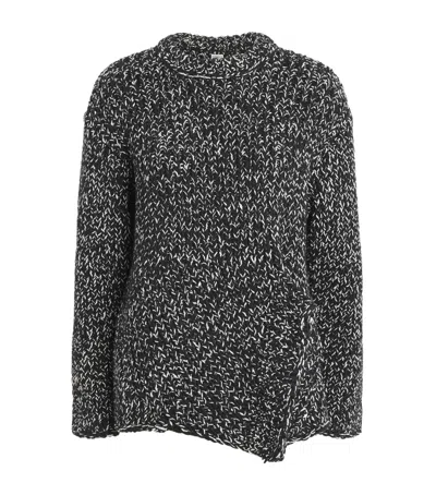 Totême Toteme Wool-silk Flecked Sweater In Black