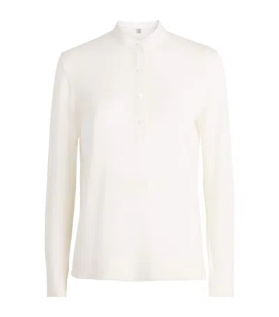 Totême Toteme Wool-silk Long-sleeve T-shirt In White