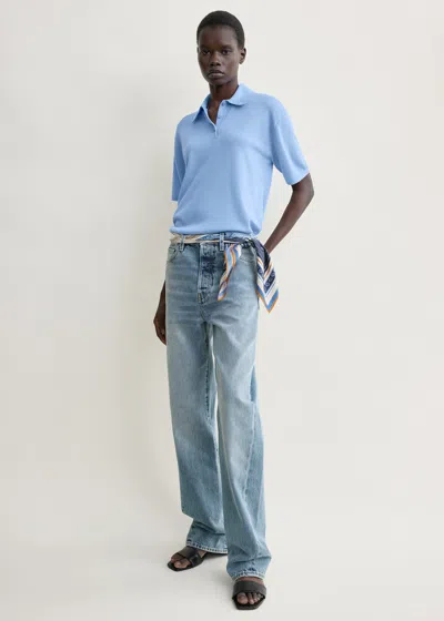 Totême Wool-silk Polo Shirt Blue