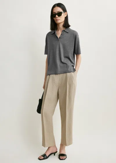 Totême Wool-silk Polo Shirt Grey Melange In Gray