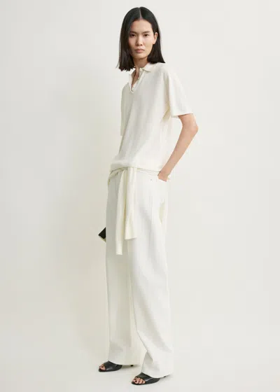 Totême Wool-silk Polo Shirt White Petite