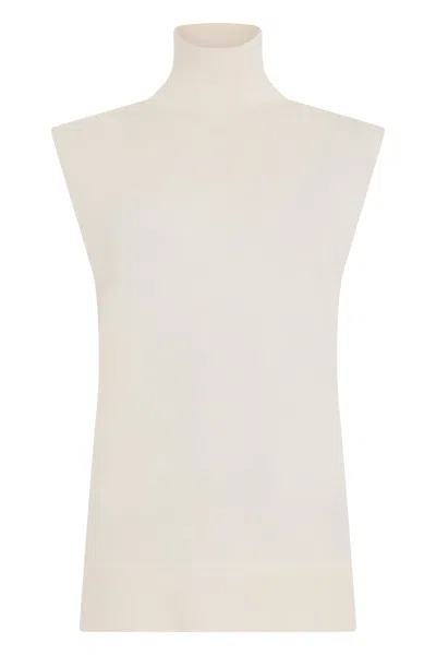 Totême Toteme Wool-silk Sleeveless Turtleneck Sweater In Neutral