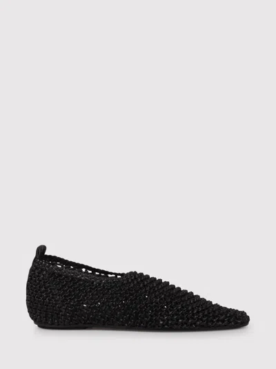 Totême Woven Leather Ballerina Ballerinas Black