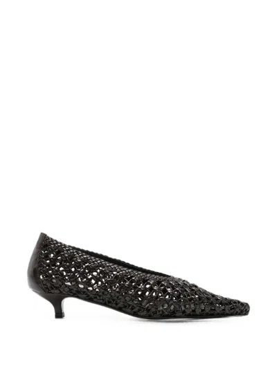 Totême Woven Pointed-toe Leather Pumps In Black