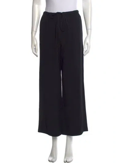 Pre-owned Totême Woven Stripe Drawstring Trousers Wide Leg Pants In Black