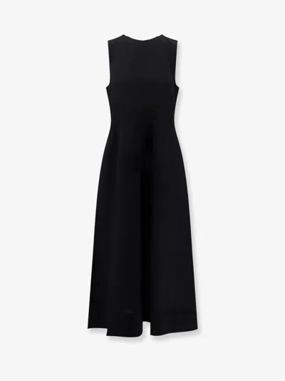 Totême Woven Stripes Long Viscose Dress In Black