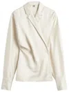 Totême Womens Ecru Wrap Notch-lapels Woven Blouse