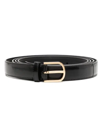 Totême Wrap Logo-engraved Leather Belt In Black