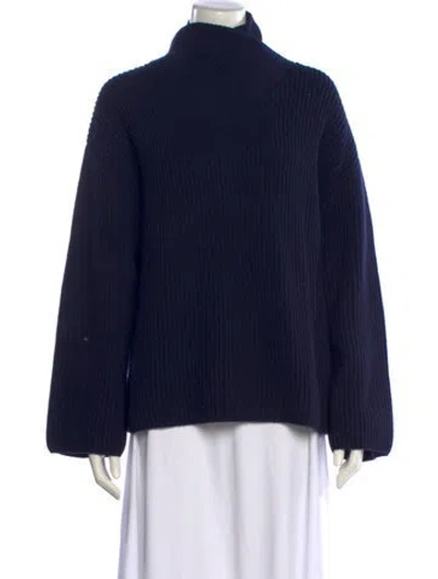 Pre-owned Totême Wrapped-neck Knit Wool Sweater W/ Tags In Blue
