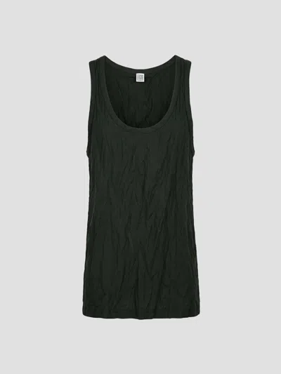 Totême Toteme Wrinkled Cotton Tank Top In Green