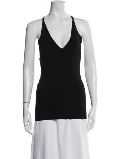 Pre-owned Totême Y-back Merino Silk Top V-neck Top In Black