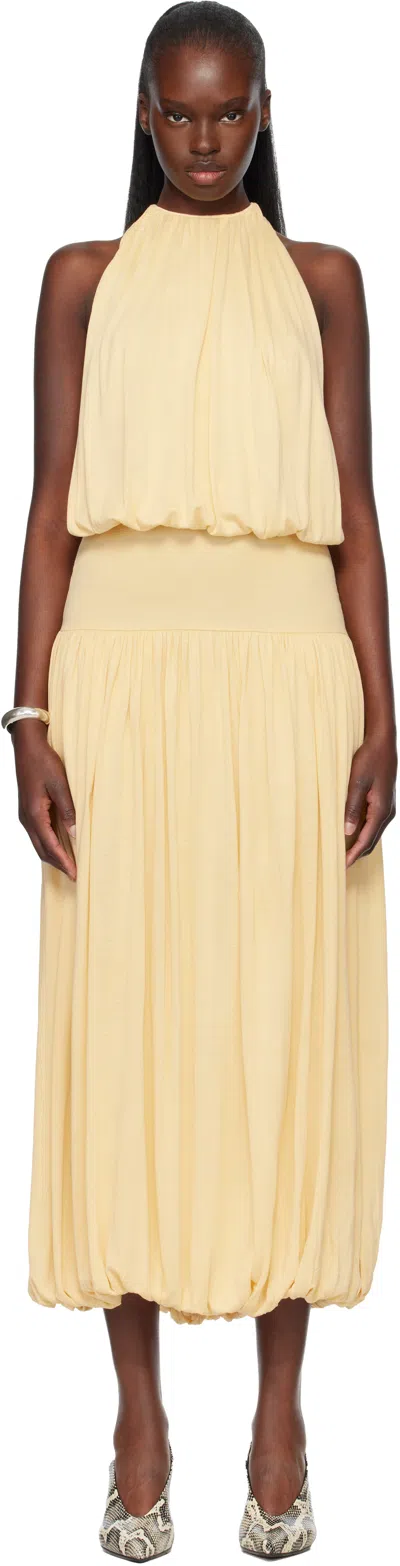 Totême Yellow Soft Gathered Midi Dress