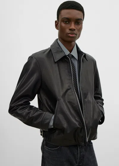 Totême Zip Leather Jacket Black